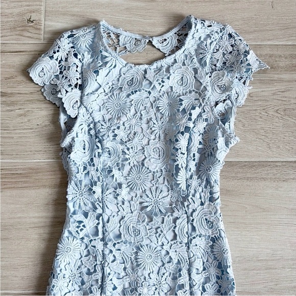 Lulu’s Romance Language Light Blue Backless Lace Mini Dress - Picture 2 of 5